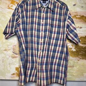 Vintage Y2K Tommy Hilfiger Men’s Short Sleeve Button Up Plaid Size XL
